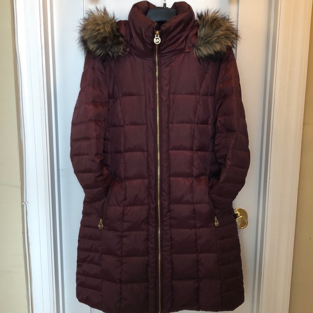 Michael Kors Faux-Fur-Trim Down Coat